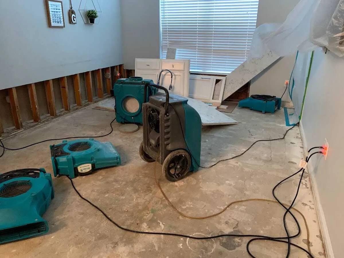 Dehumidifier in flood-cut room for Water Damage Restoration in Opelousas